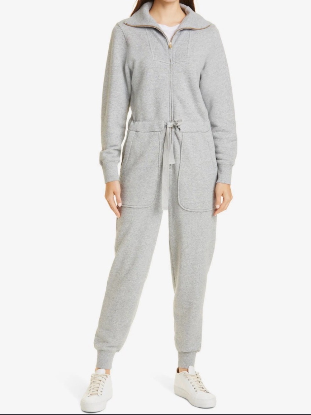 Alex Mill Crosby SweatShirt Gray Zip-Front Jumpsuit,Size M,100% Cotton